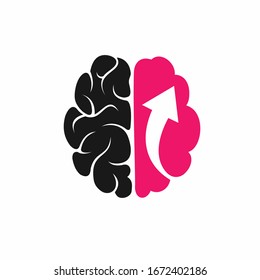 Brain logo and silhouette of up arrow