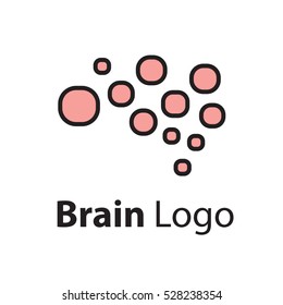 Brain Logo silhouette badges view design vector template. Brainstorm think idea Logotype concept icon.
