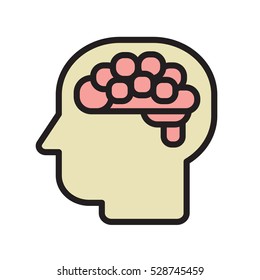 Brain Logo silhouette badges view design vector template. Brainstorm think idea Logotype concept icon.