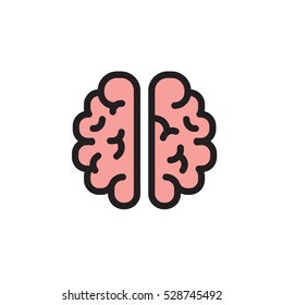 Brain Logo silhouette badges view design vector template. Brainstorm think idea Logotype concept icon.