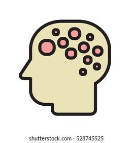 Brain Logo silhouette badges view design vector template. Brainstorm think idea Logotype concept icon.