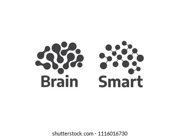 Brain Logo silhouette design. Brainstorm idea logotype. Abstract human brain logo