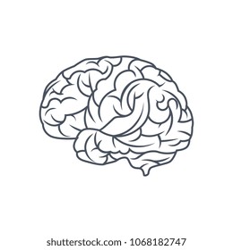 Brain Logo silhouette design vector template Line art style, Brainstorm think idea logo template
