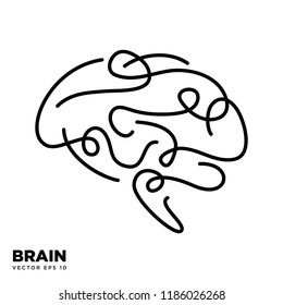 Brain Logo silhouette design vector template eps 10, Think idea concept 