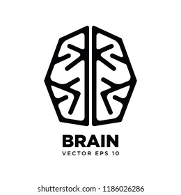 Brain Logo silhouette design vector template eps 10, Think idea concept 