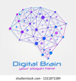 Brain Logo silhouette design vector template. Brain concept with medical, health, healthcare, nurse, tooth, thermometer, doctor, pills and cross icon. Think Idea concept.