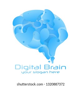 Brain Logo silhouette design vector template. Brain concept with medical, health, healthcare, nurse, tooth, thermometer, doctor, pills and cross icon. Think Idea concept.