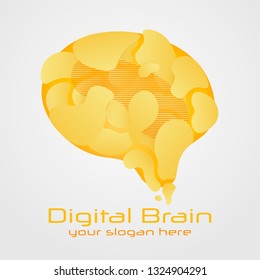 Brain Logo silhouette design vector template. Brain concept with medical, health, healthcare, nurse, tooth, thermometer, doctor, pills and cross icon. Think Idea concept.