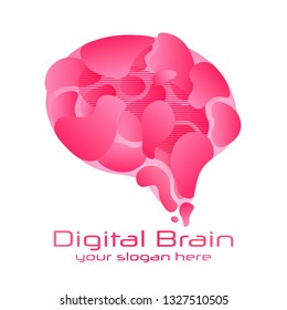 Brain Logo silhouette design vector template. Brain concept with medical, health, healthcare, nurse, tooth, thermometer, doctor, pills and cross icon. Think Idea concept.