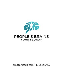 Brain Logo Silhouette Design Vector Template. Think Idea Concept. Brainstorm Power Thinking Brain Logotype Icon Logo.