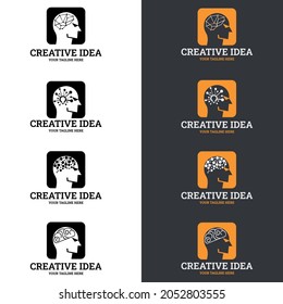 Brain Logo silhouette design vector template. Creative mind