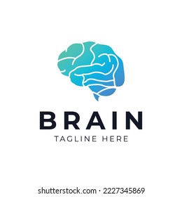 Brain Logo silhouette design vector template. Think idea concept. Brainstorm power thinking brain Logotype icon Logo.