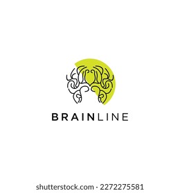 Diseño de silueta con logotipo cerebral estilo lineal de la plantilla vectorial.