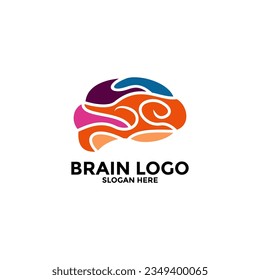 Brain Logo silhouette design vector template. Think idea concept.Brain storm power thinking brain Logotype icon