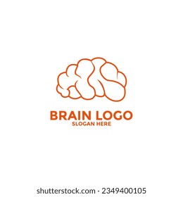 Plantilla vectorial de diseño de silueta con logotipo cerebral. Concepto de idea de pensamiento.Idea de potencia de tormenta cerebral Icono de logotipo