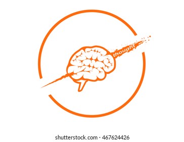 Brain Logo silhouette design vector. Concept - flying the thought.