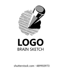 Brain Logo silhouette design vector template. Brainstorm think idea. Vector Illustration. Logotype concept icon.