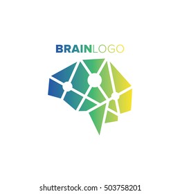 Brain Logo silhouette design vector template. Think idea concept