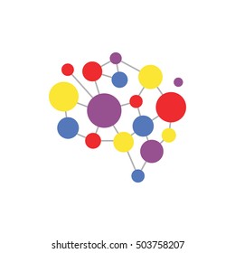 Brain Logo silhouette design vector template. Think idea concept
