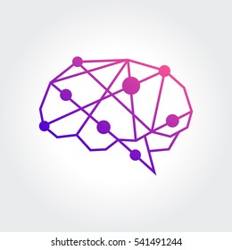 Brain Logo silhouette design vector template. Think idea concept