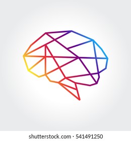 Brain Logo silhouette design vector template. Think idea concept
