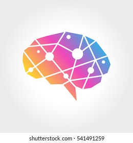 Brain Logo silhouette design vector template. Think idea concept