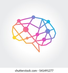  Plantilla vectorial de diseño de silueta con logotipo cerebral. Concepto de idea de pensamiento