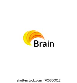 Brain Logo silhouette design vector template. Think Idea concept. Brain storm power thinking logotype icon. Isolated abstract unusual creative digital brainstorming idea symbol. 