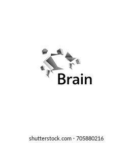 Brain Logo silhouette design vector template. Think Idea concept. Brain storm power thinking logotype icon. Isolated abstract unusual creative digital brainstorming idea symbol.Machine learning.  