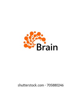 Brain Logo silhouette design vector template. Think Idea concept. Brain storm power thinking logotype icon. Isolated abstract unusual creative digital brainstorming idea symbol. Machine learning. 
