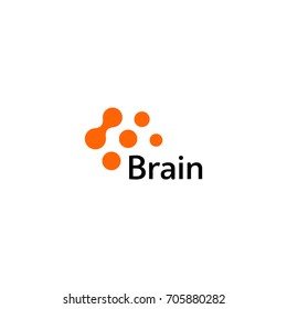 Brain Logo Silhouette Design Vector Template. Think Idea Concept. Brain Storm Power Thinking Logotype Icon. Isolated Abstract Unusual Creative Digital Brainstorming Idea Symbol.Machine Learning.  