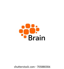 Brain Logo Silhouette Design Vector Template. Think Idea Concept. Brain Storm Power Thinking Logotype Icon. Isolated Abstract Unusual Creative Digital Brainstorming Idea Symbol. 