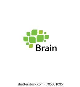 Brain Logo silhouette design vector template. Think Idea concept. Brain storm power thinking logotype icon. Isolated abstract unusual creative digital brainstorming idea symbol. 