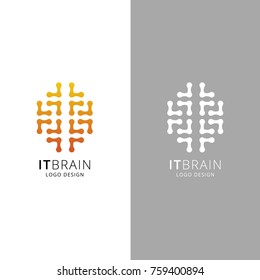Brain Logo silhouette design vector template. Think idea concept. Smart power thinking brain Logotype icon Logo.