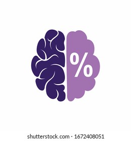 Brain logo and silhouette of percent symbol