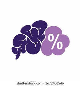 Brain logo and silhouette of percent symbol