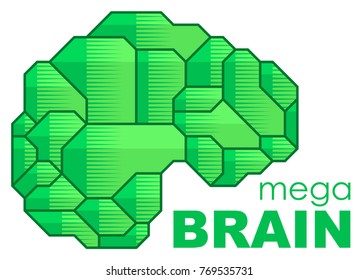 Brain Logo silhouette side view design vector template. Brainstorm think idea Logotype concept icon.