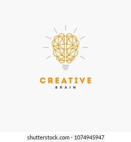 Brain Logo silhouette top view design vector template.