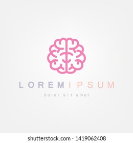 Brain Logo silhouette top view design vector template. Brainstorm think idea Logotype concept icon.
