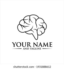 Brain Logo silhouette top view design vector template. Brainstorm think idea Logotype concept icon.