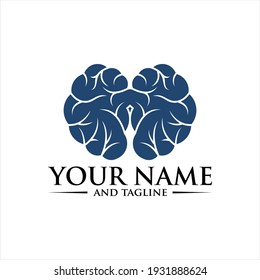 Brain Logo silhouette top view design vector template. Brainstorm think idea Logotype concept icon.