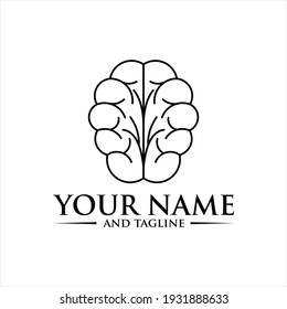 Brain Logo silhouette top view design vector template. Brainstorm think idea Logotype concept icon.