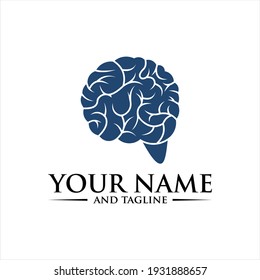Plantilla vectorial de diseño de la parte superior de la silueta del logotipo del cerebro. Brainstorm piensa en la idea Icono del concepto de Logotipo.