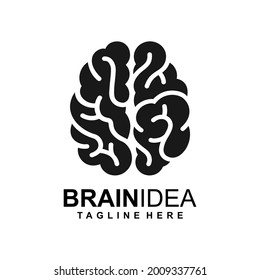 Brain Logo silhouette top view design vector template. Brainstorm think idea Logotype concept icon