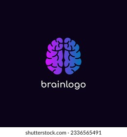 Brain Logo silhouette top view design vector template. Brainstorm think idea Logotype concept icon.