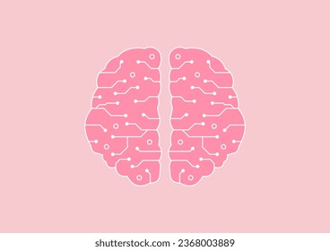 Brain Logo silhouette top view design vector template. Brainstorm think idea Logotype concept icon. left and right brain functions concept, analytical vs creativity.
