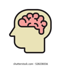 Brain Logo silhouette view design vector template. Brainstorm think idea Logotype concept icon.