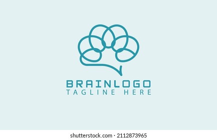 Brain Logo. einfache und minimalistische Linie Stil Hirnlogo Inspiration. verwendbar für Tech-, Geschäfts- und Firmenlogos, flache Design-Logo-Vorlage, Vektorgrafik