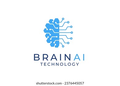 brain logo suitable for technology logo design. brain tech vector logo template. Artificial intelligence logo