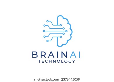 brain logo suitable for technology logo design. brain tech vector logo template. Artificial intelligence logo